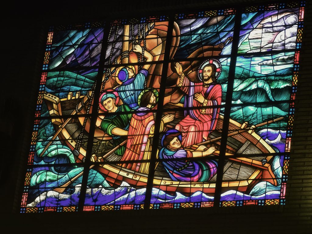 Jesus calms the storm stained glass