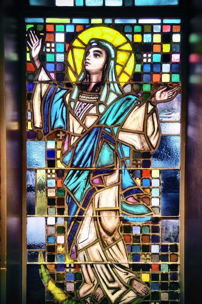 Assumption of Mary stained glass window